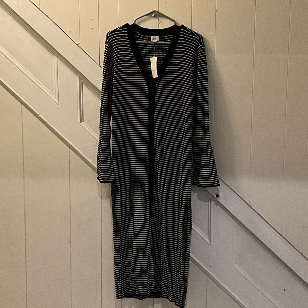 a new day Black and White Striped Long Sleeve Dress